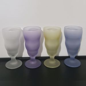 Vintage Frosted Satin Sundae Glasses, set of 4